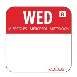 Vogue Removable Colour Coded Food Labels Wednesday (Pack of 1000) Vogue Removable Colour Coded Food Labels Wednesday (Pack of 1000)
