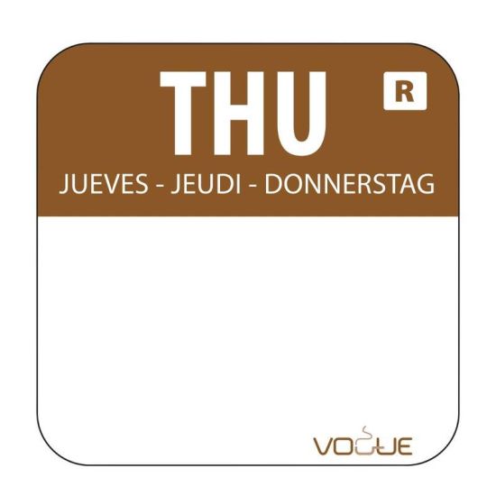 1 Inch Colour Coded Brown Thursday Food Labels URO L934 1 Inch Colour Coded Brown Thursday Food Labels URO L934
