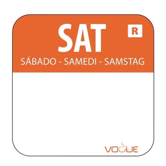 1 Inch Colour Coded Orange Saturday Food Labels URO L936 1 Inch Colour Coded Orange Saturday Food Labels URO L936