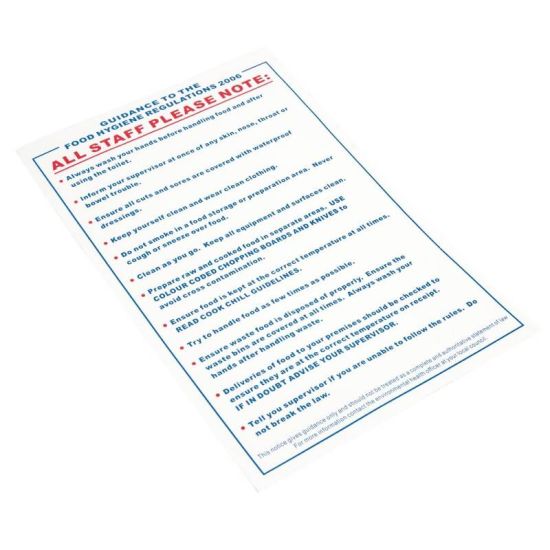 Vogue Food Safety Act 1995 Guidance Sign URO L951 Vogue Food Safety Act 1995 Guidance Sign URO L951