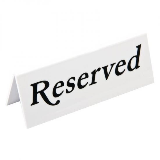 Reserved Plastic Table Sign Box of 10 URO L988