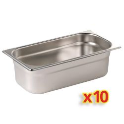 Vogue Stainless Steel Gastronorm Container Kit 1/4 (Pack of 10) Vogue Stainless Steel Gastronorm Container Kit 1/4 (Pack of 10)