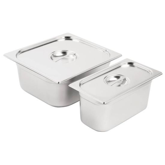 Vogue Stainless Steel Gastronorm Set 1/3 And 2/3 With Lids URO SA240 Vogue Stainless Steel Gastronorm Set 1/3 And 2/3 With Lids URO SA240