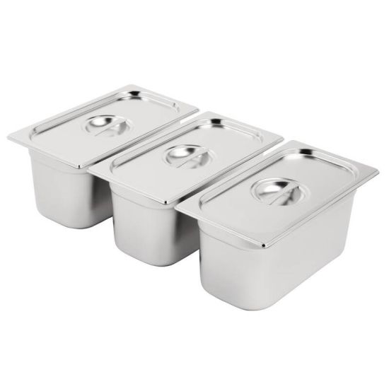 Vogue Stainless Steel Gastronorm Set 3 X 1/3 With Lids URO SA242 Vogue Stainless Steel Gastronorm Set 3 X 1/3 With Lids URO SA242