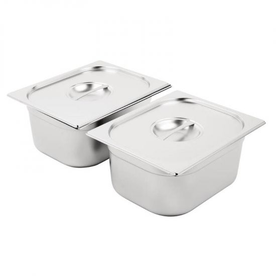 Vogue Stainless Steel Gastronorm Set 2 X 1/2 With Lids URO SA245