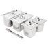 Vogue Stainless Steel Gastronorm Pan Set 2x 1/3  2 x 1/6 with Lids