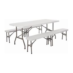 Special Offer Bolero 6ft Centre Folding Table With Two Folding Benches