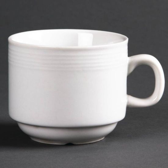 Olympia Linear Stacking Tea Cups 200ml 7oz Box of 12 URO U084 Olympia Linear Stacking Tea Cups 200ml 7oz Box of 12 URO U084