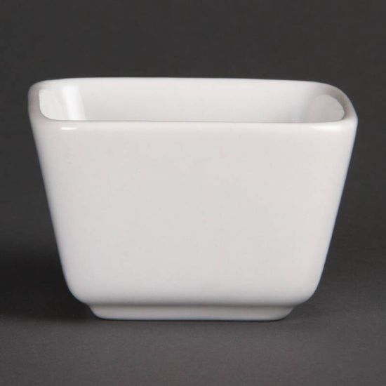 Olympia Whiteware Tall Square Mini Dishes 75mm Box of 12 URO U178 Olympia Whiteware Tall Square Mini Dishes 75mm Box of 12 URO U178