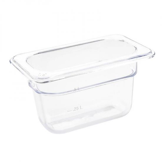Vogue Polycarbonate 1/9 Gastronorm Container 100mm Clear URO U243