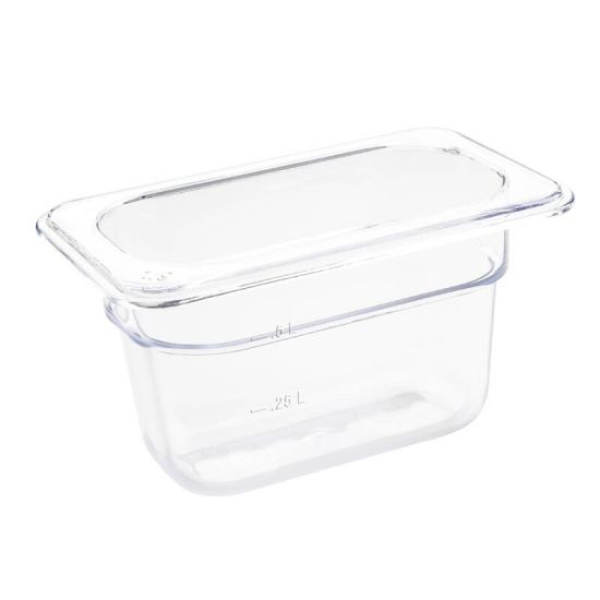 Vogue Polycarbonate 1/9 Gastronorm Container 100mm Clear URO U243