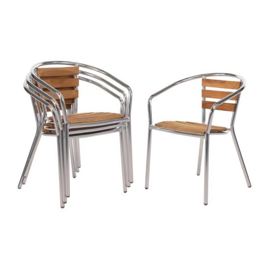Bolero Aluminium And Ash Chairs 730mm (Pack Of 4) URO U421 Bolero Aluminium And Ash Chairs 730mm (Pack Of 4) URO U421