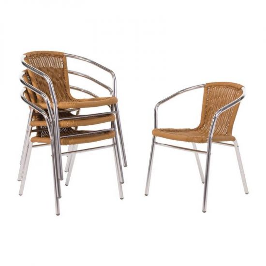 Bolero Aluminium And Wicker Chairs Natural (Pack Of 4) URO U422