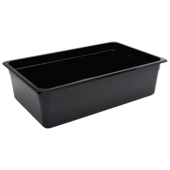 Vogue Polycarbonate 1/1 Gastronorm Container 150mm Black URO U456 Vogue Polycarbonate 1/1 Gastronorm Container 150mm Black URO U456