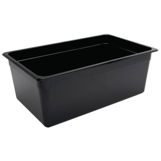 Vogue Polycarbonate 1/1 Gastronorm Container 200mm Black URO U457