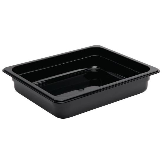 Vogue Polycarbonate 1/2 Gastronorm Container 65mm Black URO U458