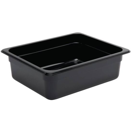 Vogue Polycarbonate 1/2 Gastronorm Container 100mm Black URO U459