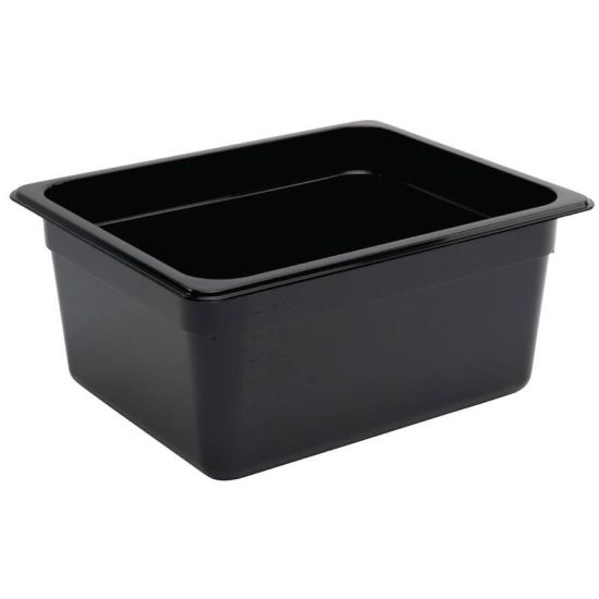 Vogue Polycarbonate 1/2 Gastronorm Container 150mm Black URO U460 Vogue Polycarbonate 1/2 Gastronorm Container 150mm Black URO U460