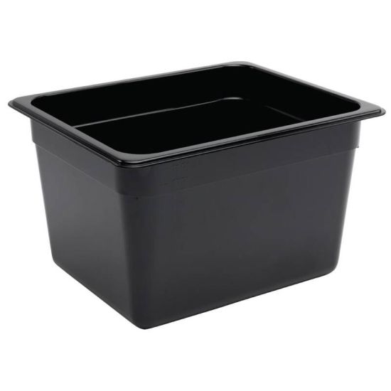 Vogue Polycarbonate 1/2 Gastronorm Container 200mm Black URO U461 Vogue Polycarbonate 1/2 Gastronorm Container 200mm Black URO U461