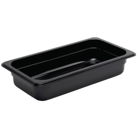 Vogue Polycarbonate 1/3 Gastronorm Container 65mm Black URO U462