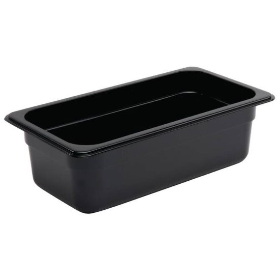 Vogue Polycarbonate 1/3 Gastronorm Container 100mm Black URO U463