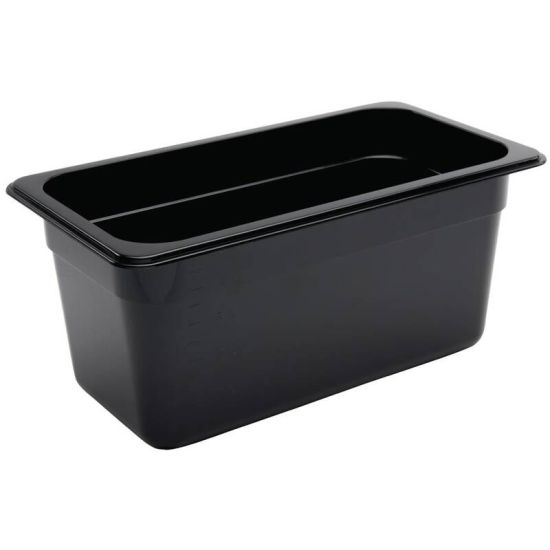 Vogue Polycarbonate 1/3 Gastronorm Container 150mm Black URO U464 Vogue Polycarbonate 1/3 Gastronorm Container 150mm Black URO U464