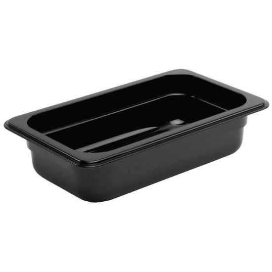 Vogue Polycarbonate 1/4 Gastronorm Container 65mm Black URO U466