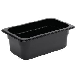 Vogue Polycarbonate 1/4 Gastronorm Container 100mm Black Vogue Polycarbonate 1/4 Gastronorm Container 100mm Black