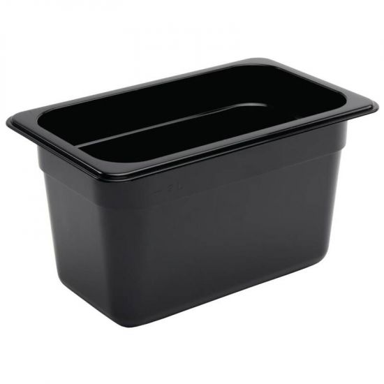 Vogue Polycarbonate 1/4 Gastronorm Container 150mm Black URO U468