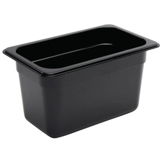 Vogue Polycarbonate 1/4 Gastronorm Container 150mm Black URO U468 Vogue Polycarbonate 1/4 Gastronorm Container 150mm Black URO U468