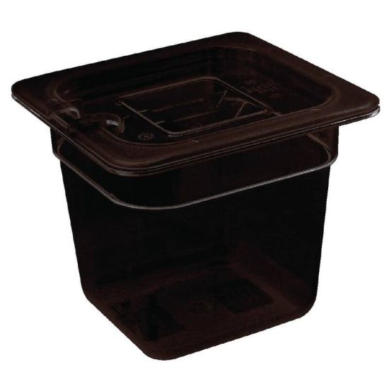 Vogue Polycarbonate 1/6 Gastronorm Container 65mm Black URO U469 Vogue Polycarbonate 1/6 Gastronorm Container 65mm Black URO U469