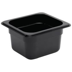 Vogue Polycarbonate 1/6 Gastronorm Container 100mm Black Vogue Polycarbonate 1/6 Gastronorm Container 100mm Black