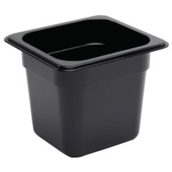 Vogue Polycarbonate 1/6 Gastronorm Container 150mm Black Vogue Polycarbonate 1/6 Gastronorm Container 150mm Black