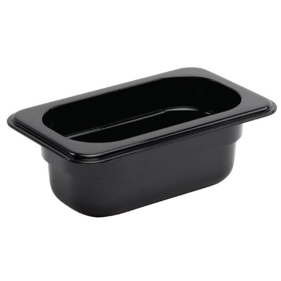 Vogue Polycarbonate 1/9 Gastronorm Container 65mm Black URO U472 Vogue Polycarbonate 1/9 Gastronorm Container 65mm Black URO U472