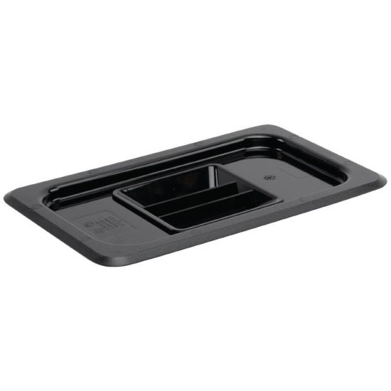 Vogue Polycarbonate 1/4 Black Gastronorm Lid URO U477