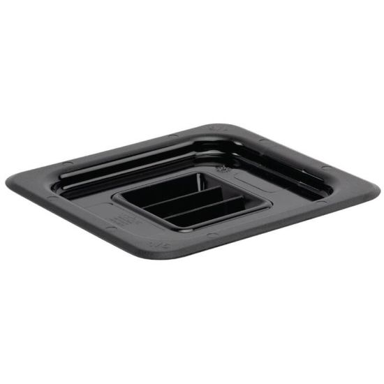 Vogue Polycarbonate 1/6 Black Gastronorm Lid URO U478