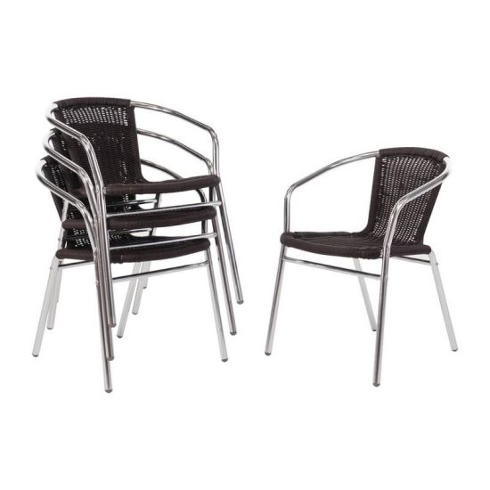 Bolero Aluminium And Wicker Chairs Black (Pack Of 4) URO U507