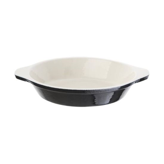 Vogue Black Cast Iron Round Gratin Dish 400ml URO U561