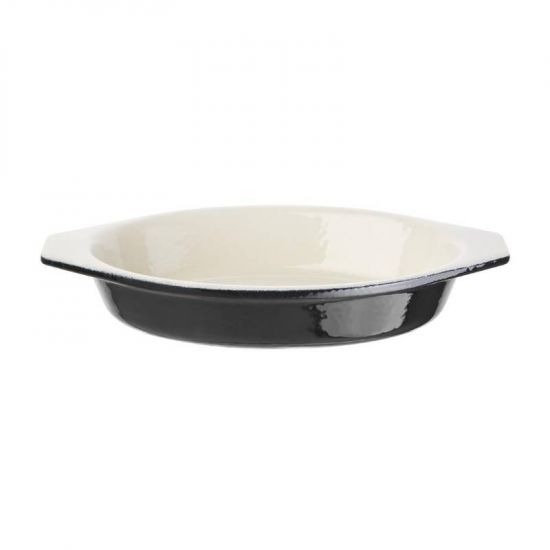 Vogue Black Cast Iron Oval Gratin Dish 650ml URO U563