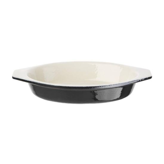 Vogue Black Cast Iron Oval Gratin Dish 650ml URO U563