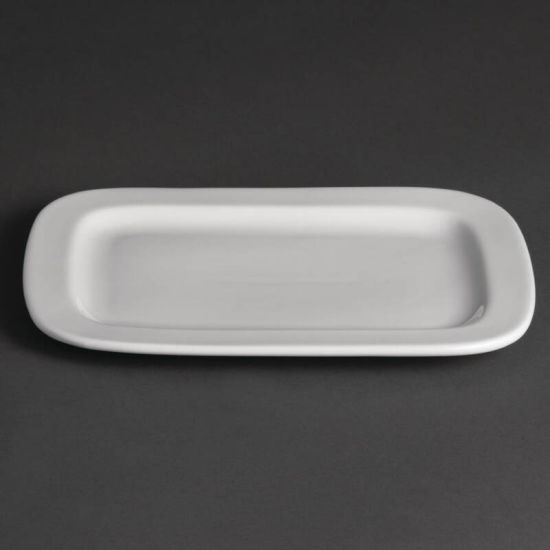 Olympia Whiteware Rounded Rectangular Plates 230mm Box of 12 URO U805 Olympia Whiteware Rounded Rectangular Plates 230mm Box of 12 URO U805