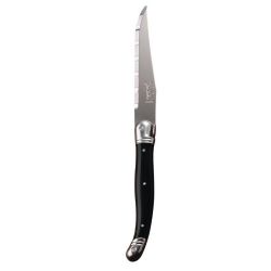 Laguiole Serrated Steak Knives Black Handle (Pack Of 6)