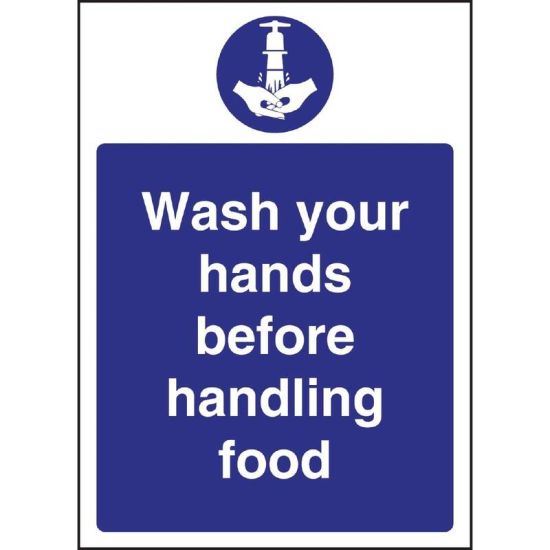 Vogue Wash Hands Before Handling Food Sign URO W110 Vogue Wash Hands Before Handling Food Sign URO W110