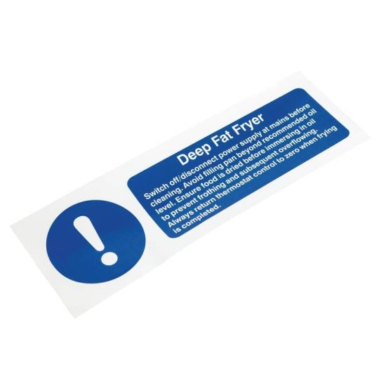 Vogue Deep Fat Fryer Safety Sign URO W198 Vogue Deep Fat Fryer Safety Sign URO W198