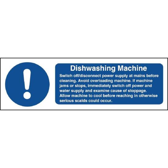 Vogue Dishwasher Machine Safety Sign URO W199 Vogue Dishwasher Machine Safety Sign URO W199