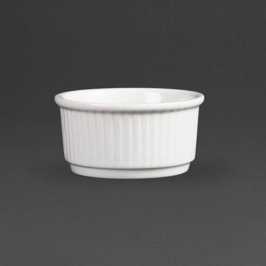 Olympia Whiteware Stacking Ramekins 85mm Box of 12 URO W421 Olympia Whiteware Stacking Ramekins 85mm Box of 12 URO W421