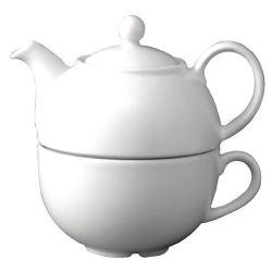 Churchill Plain Whiteware Teapots 370ml (Pack Of 4)