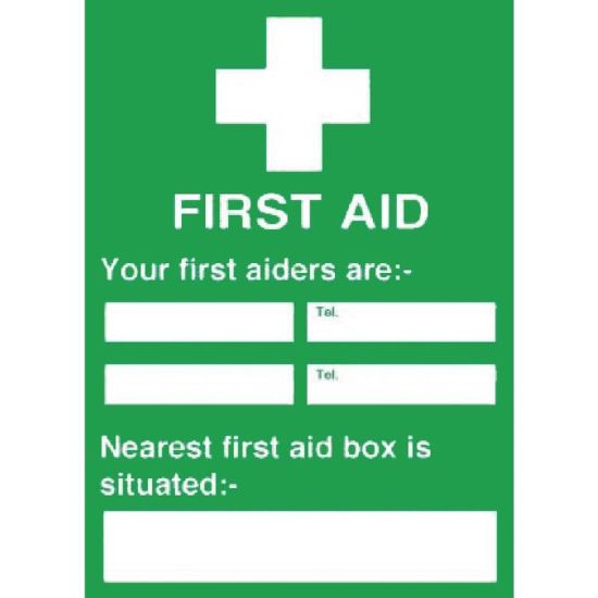 First Aiders Nearest First Aid Box Sign URO Y922