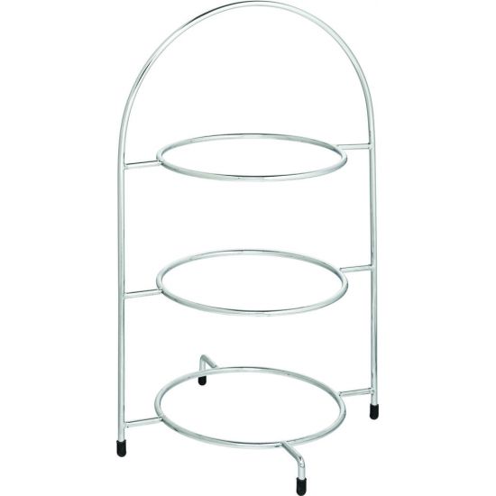 Chrome 3 Tier Cake Plate Stand 16.5 Inch (42cm) - To Hold 3 X 23cm Plates Box Of 1 UTT F91006-000000-B01001