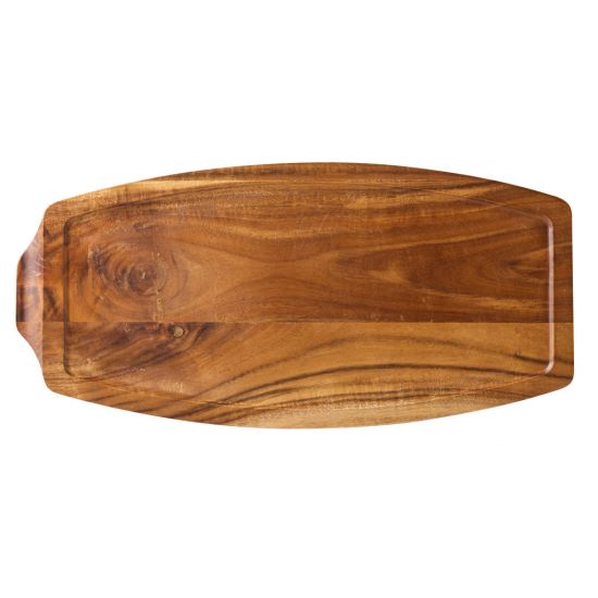 Acacia Wood Board 11.5 X 5.5 Inch (29 X 14cm) - Sides: 3 Well Dia 4.75cm / Lipped Box Of 6 UTT JMP934-000000-B01006